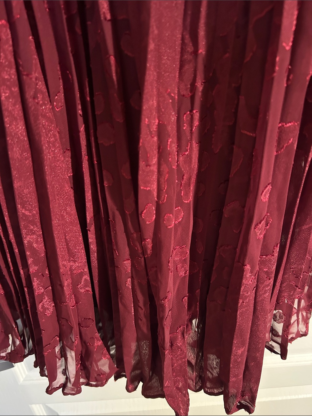 Anthropologie Burgundy Pleated Long-Sleeve Dress - Picture 4 of 4